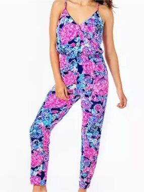 Lilly Pulitzer Dante Jumpsuit In Turtle Amazement Spaghetti Strap Size Large